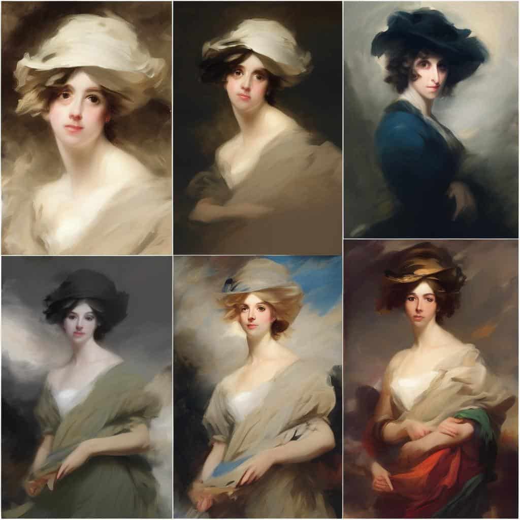 Φαίνεται ότι η εικόνα παρουσιάζει μια συλλογή πορτρέτων με θέμα "Ο Ρόλος της Τέχνης στην Ανθρώπινη Έκφραση". Παρακάτω είναι οι ζητούμενες περιγραφές:.